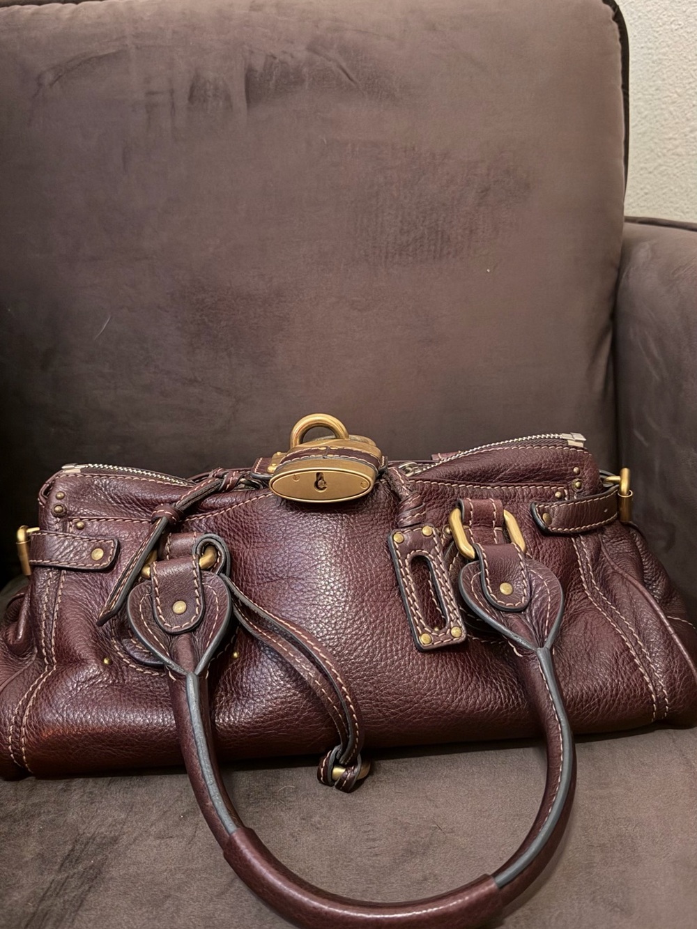 Chloé Burgundy Leather Purse